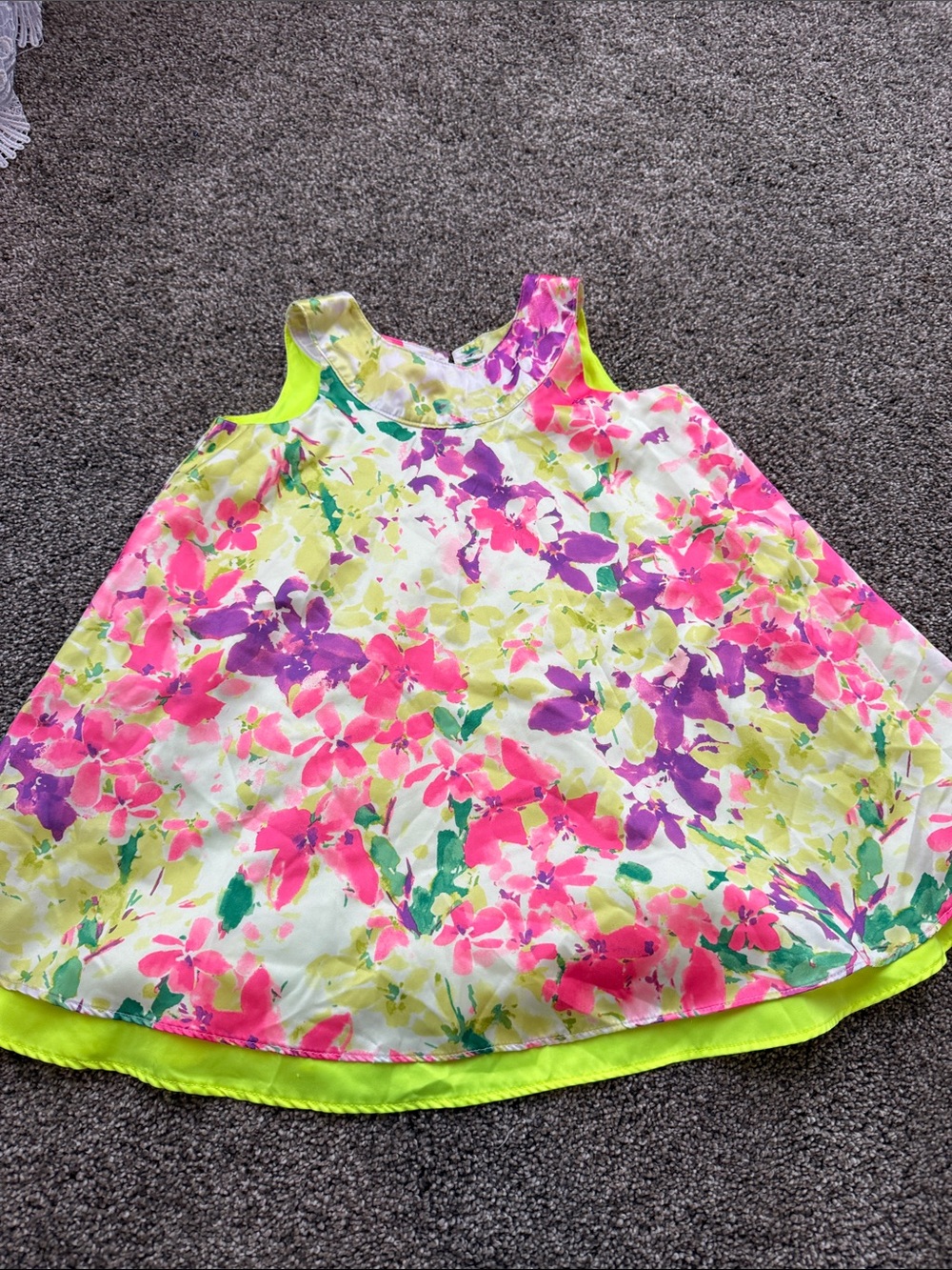 Cherokee Neon Floral Swing Tank Top - Pink, Purple, Lime